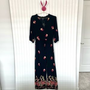 Liv Los Angeles Black Embroidered Jumpsuit Size M NWT